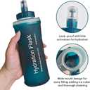 Soft Flask 500ML, TPU Collapsible Soft Water Bottle for Hydration Pack, Running Vest, Folding Water Bottle for Hiking, Cycling Hydration Flask - Slate Blue