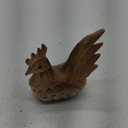 Thai Wooden Hand Carved Wooden Rooster Statue, Sculpture Art Decorative Rustic Home Decor Accent Handmade Handcrafted Decoration (Natural Color)