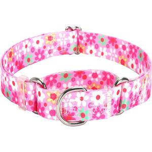 Martingale Collar for Dogs, Pink Flowers Martingale Collar for Girl Female Dogs Large Medium and Small, Adjustable Premium No Slip -Summer Floral Design (S) (S (Neck 12"-17"), 20)