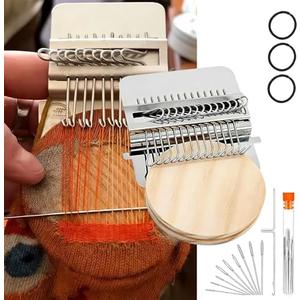 Patchmaker 2.0 Kit, Mini Loom for Beginners, Portable Patch Darning Kit, Patchwork Weaving Tool Set for Quickly Sewing Repair, Sewing (14 Hooks)