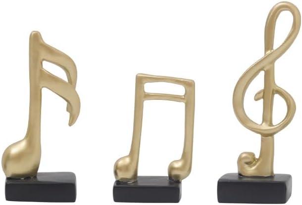 3 Pcs Music Note Decor Statues - Modern Gifts Musical Figurine Statue Sculpture for Music Decor Place TV Stand Book Shelf Bathroom Music Room Decor (Gold, Small)