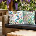 4 x NIGHTWISH Outdoor Waterproof Pillow Covers 20x20 Set of 4 Spring Summer Floral Boho Decorative Outdoor Throw Pillows Paisley Cushion Cases for Patio Furniture Bench Couch Sunbrella