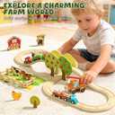 Lehoo Castle Wooden Train Set for Toddlers 2-4 - Wooden Train Track Set for Kids, Farm Animal Train Toys for 3 4 5 6 Year Old Boy Girl Birthday Gifts