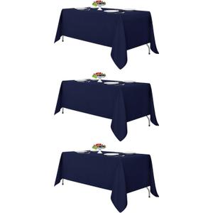 Fitable Navy Tablecloths for 6-8 Foot Tables, 3 Pack - 70 x 120 Inches - Reusable and Washable Table Clothes, Polyester Fabric Table Covers for Wedding, Party, Banquet