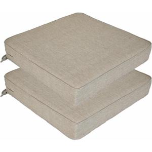 JMGBird Outdoor Chair Cushions Set of 2, Water Resistant Seat Cushions 19 x 19 Inch with Ties, Outdoor Cushions for Patio Furniture (Beige)