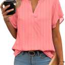 Zeagoo Womens Dressy Casual Shirts Short Sleeve V Neck Work Blouse Business Casual Summer Chiffon Tops S