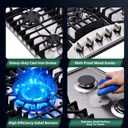 30 Inch Gas Cooktop, 5 Burners Stainless Steel Built-in Stovetop Propane/Natural Gas Convertible Stove Top Dual Fuel Cooktop
