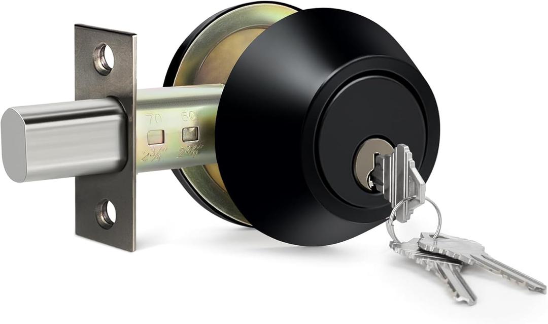 BESTTEN Single Cylinder Deadbolt, Dead Bolt for Front Door and Garage Door, Keyed One Side, Thumb Turn Inside, Matte Black Finish