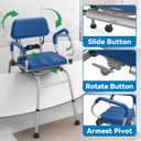 FSA/HSA Eligible Sliding Shower Chair Tub Transfer Bench for Bathtub with Swivel Seat, Padded Shower Bench with Pivoting Arms, Height Adjustable Shower Seat, 350 lbs, Blue, Larger