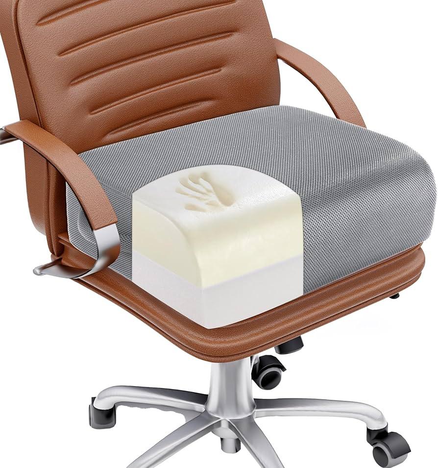 ROYALAY Thickened Booster Chair Cushions, Seat Cushions for Office Chairs for Long Sitting, Memory Foam Seat Cushion with Carry Handle for Trucks, Car, Office Chair, Home, Wheelchair(17x18x6, Grey)