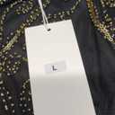 866 - Plus Size 1920s Vintage Fringed Gatsby Sequin Beaded Tassels Hem Flapper Party Prom Cocktail Concert Dress, L, Black Gold