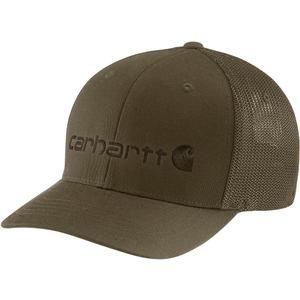 Carhartt Men's Rugged Flex Fitted Canvas Mesh-Back Logo Graphic Cap