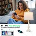 23'' Farmhouse Table Lamps for Living Room Set of 2 with USB C+A Ports, Retro Bedside Lamp for Bedroom, Office, Dining Room, Knob Switch, 3 Color Temperatures, Bulb Included, Beige