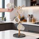 Bamboo Mug Holder, Sturdy 8 Hooks Coffee Mug Holders Mug Tree Stand, Decorative Mug Racks for Countertop, Non-Slip Coffee Mug Cup Tree Cup Organizer