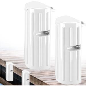 Dock Fender Boat Dock Bumpers for Edge or Side,Marine Fender Bumper Guard,Vertical Protection,Soft Vinyl Durable Construction,Includes Mounting Hardware,2 Pack-White