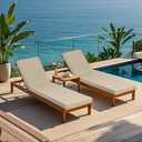 Only choice Outdoor Lounge Chair Cushions Patio Chaise Lounge Replacement Cushions Funiture Seat Cushion Chair Pads (Beige-2 pcs), 74.4"x 22.05"x 2.76"