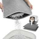 Cat Litter Mats (2-Pack) 24" x 18", Litter Box Mat, Non-Slip Waterproof Litter Mat with Honeycomb Trapping Layer, Easy Clean Leakproof Litter Matt, Soft EVA Durable Anti-Scratch Kitty Litter Mat (Gray)
