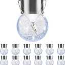 PARTPHONER 12 Pack Hanging Solar Lights Outdoor, Waterproof Solar Globe Lantern with Handle and Clip, Decorative Cracked Glass Ball Lights for Christmas Decor, Tree, Yard, Garden, Patio (Cold White)