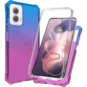 Ailiber for Motorola Moto G Stylus 2024 5G Case, Motorola G Stylus 2024 Cell Phone Case with Screen Protector, Dual Layer Shockproof Corner TPU Bumper, Silicone Rugged Cover-Blue Pink