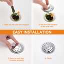 Bathroom Sink Stopper for 1.06"-1.65" Drain Holes, 2 in 1 Bath Sink Drain Strainer Stopper, Pop Up Drain Cover Plug with Hair Catcher, Stainless Steel (Chrome Silver-2p)