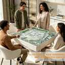 UTELKA Green Mahjong Mat, Japanese Garden Mahjong Mats Table Cover, Green Oriental Noise Reduction Mahjong Game Pad, Chinoiserie Mahjong Accessories Supplies for Poker, Card, Board 31.5 Inch, 31.5x31.5