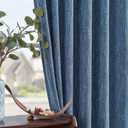 Jinchan Burlap Linen Look Curtains 84 Inches Long Blue Textured Curtains for Living Room Light Filtering Farmhouse Curtain Panels Semi Sheer Country Rustic Bedroom Window Drapes Rod Pocket 2 Panels
