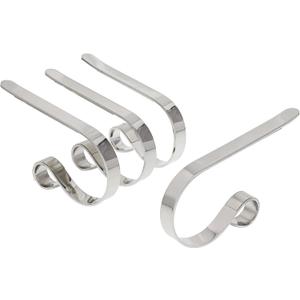 Haute Decor The Original MantleClip Stocking Holder- 4 Pack (Silver) - Hang Christmas Stockings Safely and Securely from Mantels Up to 3 Inches Thick
