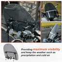 ECOTRIC Universal Tinted Windshield 18"x16" Compatible with Yamaha Honda Suzuki Harley Kawasaki Motorcycle Smoke Windscreen Durable