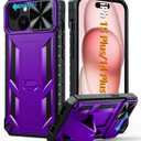 FNTCASE for iPhone 15 Plus Case: for iPhone 14 Plus Phone Case with Kickstand | Rugged Military Grade Drop Proof Protection Hard Heavy Duty Protective Sturdy Cover Purple