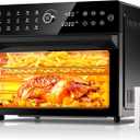 32QT Extra Large Air Fryer, Toaster Oven Air Fryer Combo, 360Hot Air Circulation for Healthier Food, 1800W Preset Dual Cook, 13"Pizza Cooking, 20-in-1 Double-Rack Oven, 7-Accessory, Transparent Door