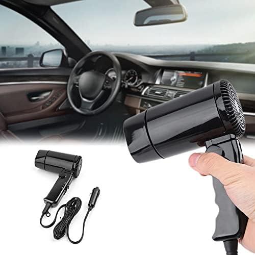 Car Hair Dryer Hot&Cold Folding Portable Car Hair Dryer Window Defroster for Camping Travel Hairdryer Fast Drying, Compatible with Most Vehicles with 12 V car Cigarette Lighter Socket, 210 watts, Black