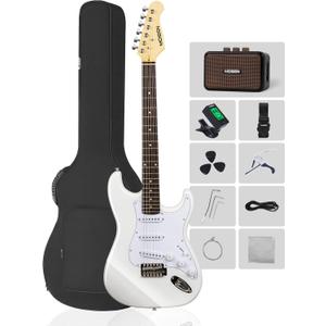 MOSEN 39" Electric Guitar Kit, SSS Pickups, Maple Neck, with Amp, Bag, Capo