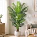 5.2ft Artificial Palm Tree Indoor Plant Tall Fake Tropical Paradise Palm Tree in Pot with Real Bark Design Faux Areca Palm Tree for Home Office Living Room Bedroom Farmhouse Modern Decor 1pcs