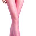 Women's Oil Shiny Seamless Pantyhose 5 Denier 360 Seamless Crotch Ultra-Thin Sheer Tights Silky Control Top Stockings, One Size
