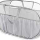 Collapsible Laundry Baskets, Upgrade Pop Up Laundry Hamper with Convenient Bags, Foldable Laundry Basket Mesh Light Weight, Easy to Carry Clothes Hampers for Laundry, Dorm, Toys, Travel Grey