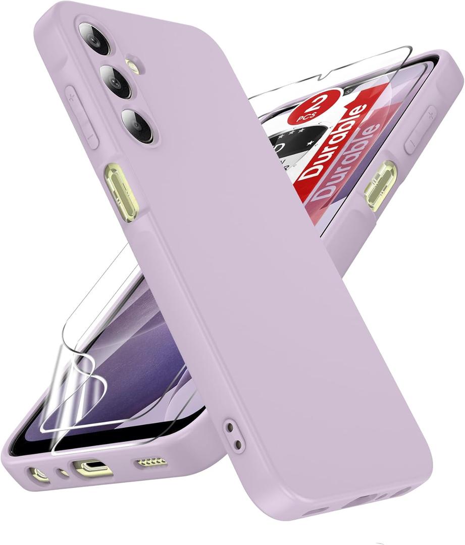 LeYi for Samsung Galaxy-A25-5G-Case: Samsung A25 5G Case with 2 Pack HD Screen Protector, Soft Liquid Silicone Shockproof Anti-Scratch Phone Case for Galaxy A25, Purple