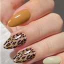 JMEOWIO Gel Nail Stickers Leopard Print Brown Semi Cured Gel Nail Strips Wraps UV/LED Supplies Nails Art Design Decoration Accessories