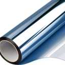 Window Privacy Film One Way Daytime Mirror Tint Treatments UV Heat Control Vinyl Stickers Sun Block Glass Paper Door Covering Reflective (Blue Silver, 17.5 Inch x 7.8 Feet)