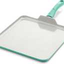 GreenLife Soft Grip Healthy Ceramic Nonstick, 11" Griddle Pan, PFAS-Free, Dishwasher Safe, Turquoise