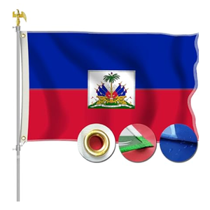 STREBAN Haitian Flag 3x5 Outdoor - Embroidered Design Heavy Duty Polyester with Sewn Stripes, Brass Grommets