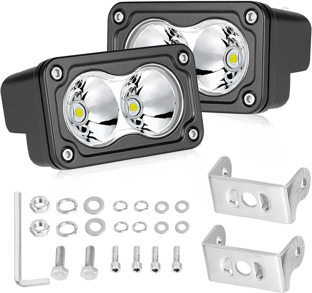 LED Pods, AKD Part 3 Inch CREE LED Off Road Driving Lights 40W Spot Small LED Fog Lights Pods Ditch Lights Backup Light 2 Packs for Truck Motorcycle UTV ATV SUV Surron Toyota (White)