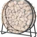 Mr IRONSTONE 41 inch Firewood Rack, Firewood Log Hoop for Indoor Fireplace Wood Storage Ring, Round Tubular Steel for Patio Deck Metal Log Holder Outdoor Fireplace Pit Patio Deck Porch Lumber Stacker