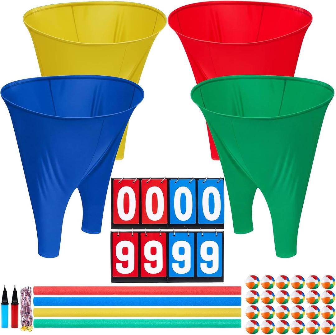 Granny Pants Yard Game Set, Family Reunion Toss and Catch Ball Giant Outdoor Game with Bouncy Balls Scoreboard Medals and Foam Sticks for Birthday Party Company Team Building