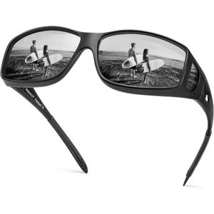 Polarized Sunglasses Fit Over Glasses for Men Women, Wrap Around Sun Glasses for Driving Fishing UV400 Protection