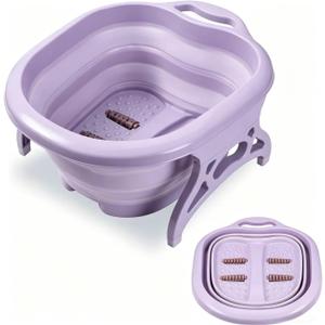 Foldable Foot Spa Bath Massager with Massage Rollers, Collapsible Foot Soak Tub with Non-Slip Legs & Handle, Portable Pedicure Basin for Soaking Feet, Relieve Foot Fatigue, Home Use, Space Saving