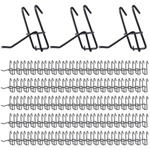 4 Inch Grid Wall Hooks, 100 Pcs Heavy Duty Gridwall Panel Hooks Store Garage Wall Mount Organizers Storage Grid Wall Display Hangers Gridwall Accessory for Retail, Craft Show, Home Setup (Black)