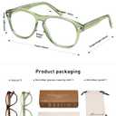 AMOMOMA Retro Aviator Reading Glasses for Women,Men,Men Blue Light Blocking Computer Readers Spring hinge AM6186 (Ac2.tortoise+c4.transparent Green)