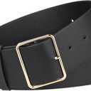 Allegra K PU Leather Belts for Women Metal Pin Buckle 2 Inches Wide Belt for Dress Pants (Fit waist 77-95cm/30-37")