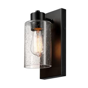Globe Electric 60000129 1-Light Outdoor Wall Sconce, Dark Bronze, Clear Seeded Glass