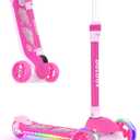 BELEEV A9 Kids Scooter with LED Light-Up Wheels & Deck, 3 Wheel Folding Scooter for Toddlers Girls Boys Ages 3-12, Adjustable Handlebar, Lean to Steer, Extra-Wide Wheels, Kick Scooter for Children